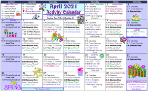 April Activity Calendar