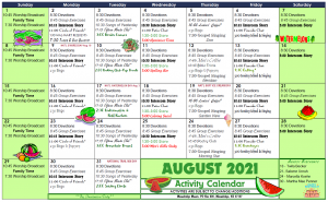 August Activity Calendar